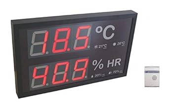 TH-GH TROPIC; Panel led termómetro + higrómetro gran formato (incluye 1x sonda ºC/H% Tropic) ; 535 x 327 x 53 cumple con la obligación de mostrar los valores de temperatrura y humedad por cada 1000m2,