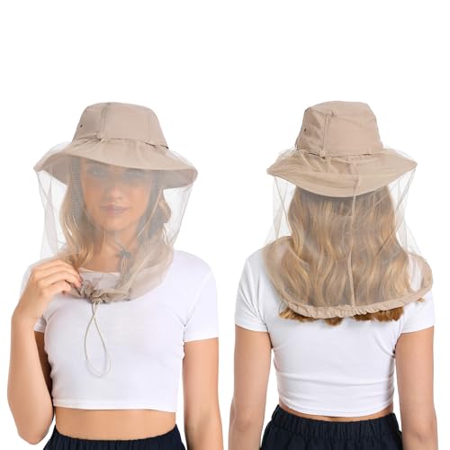Image of Mosquito Head Net Hat - Bug Cap UPF 50+ Sun Protection with Hidden Netting for Beekeeping Hiking Women
