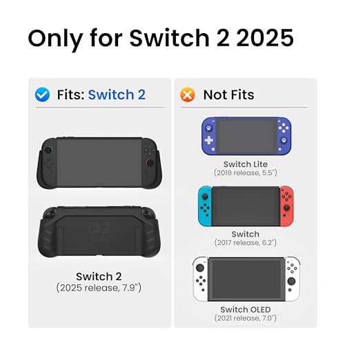 KIWIHOME P2 Funda Acoplable para Switch 2 (2025), Empuñadura Ergonómica Antideslizante, Accesorio Protector con Pruebas de Caída para la Funda de Switch 2, Negro - imagen 7