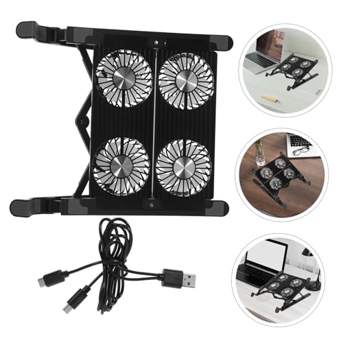 Soporte ajustable para laptop con ventilador de refrigeración, base portátil para disipación térmica y alimentación USB miniatura 5