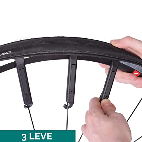 BIKE LEVAGOMME SET OF 3 PIECES WHEEL LEVERS TOOLS FOR TRANSMISSION TYRES BIKE LEVER PLASTIC COVER, Black, 11 cm - Image 2