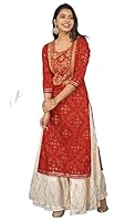 INDACORIFY Wunderschöne indische Stickerei Kurti Sharara für Mädchen und Frauen, festliches Party-Bürokleid (XX-Large(44))