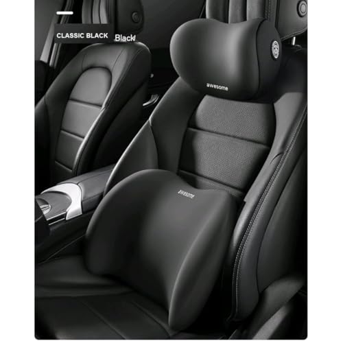 Image of Car Neck Rest Pillow for Head Rest Memory Foam Neck Support, Car Pillows and Cushions for Head & Neck Support in Travel for All Car Support (Combo Black)