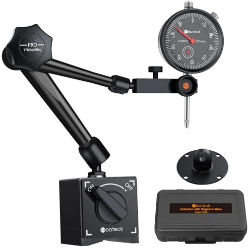Neoteck 0~20 mm Indicador de Cuadrante Indicador Digital con Soporte de Base Magnética Indicador de Prueba de Dial con Caja de Plástico para Mecánicos Industriales Laboratorios
