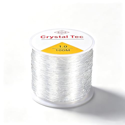 Image of PATPAT 1mm 100Meter Clear Elastic Thread for Bracelet Jewelry Making, DIY Bracelet Elastic String Flexible Invisible Thread Transparent Beading Cord for Bracelets, Necklaces, Jewelry Making & Crafts