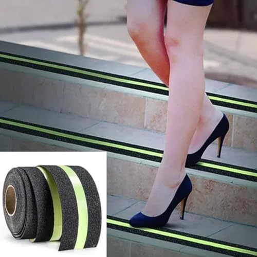 Fita Adesiva Antiderrapante Refletiva 5 Metros Neon Fluorescente Antiqueda Piso Escada Degrau Chao A