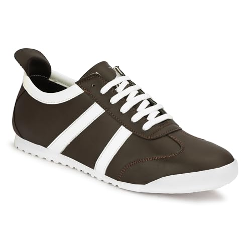 Image of baron scott Men's Casual Flat Sneakers | Faux Leather Lace-Up Shoes for Men | Lightweight TPR Sole with EVA Foam Insole | Comfortable Sneakers for Walking, Travel, Office & Casual Use