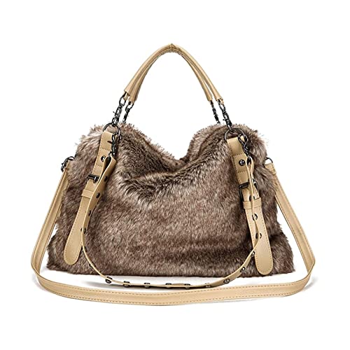 ROROR Brown Faux Fur Crossbody Bag Handbag For Women