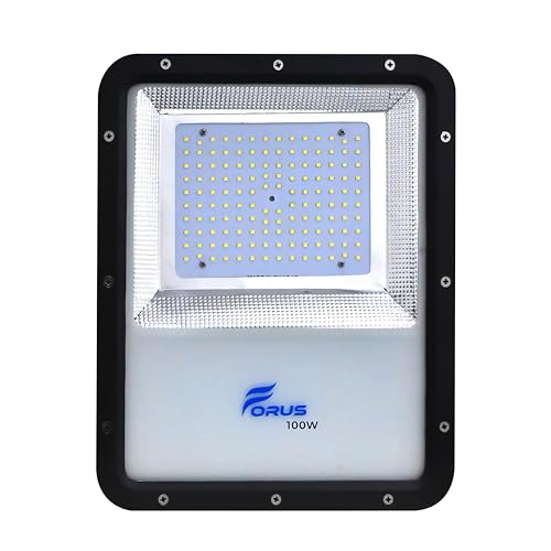 Image of Forus 100W LED Flood Light, IP67 Waterproof Outdoor LED Floodlight, 4-Yrs Warranty High Mast Focus Natural White, Energy Efficient Halogen Replacement for Factory, Garage, Parking, Garden, Shop (1 PC)