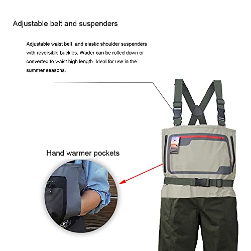 Kylebooker Fly Fishing Chest Waders Breathable Waterproof Stocking Foot River Wader Pants for Men and Women (L) - Image 2