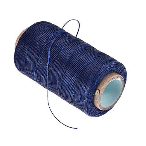 Hilo para coser cuero uxcell, 273 yardas, 150D/1 mm, cordón plano encerado de poliéster para costura manual de cuero, encuadernación de libros y manualidades DIY (azul zafiro) miniatura 3