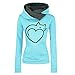 Auifor - Felpa da Donna con Cappuccio, a Maniche Lunghe, con Stampa, Stile Casual, per Primavera e Autunno Colore: Blu Chiaro. XXL