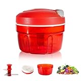 Multifunktionaler Manueller Zwiebelschneider mit Seilzug, BPA-Frei, 300ml Gemüse- und Nusszerkleinerer, Küchenhelfer, Zwiebel Zerkleinerer mit Deckel für Zwiebeln, Knoblauch, Karotten & Fleisch