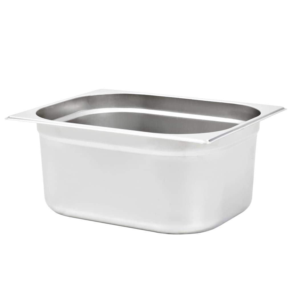Juego de 2 recipientes Gastronorm, GN 1/2, 150 mm, acero inoxidable, para mantener el calor en el mostrador, buffet, catering, 325 x 265 x 150 mm, máx. 9,5 L