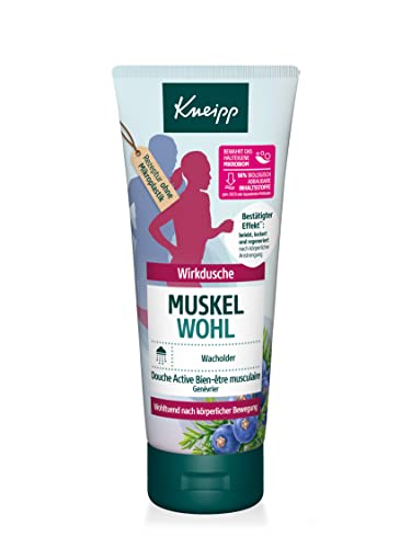 Kneipp Wirkdusche Muskel Wohl - reaktivierendes und lockerndes Duschgel mit ätherischem Wacholder-Öl - ideal nach körperlicher Bewegung und Anstrengung - vegan - ohne Mikroplastik - 200ml