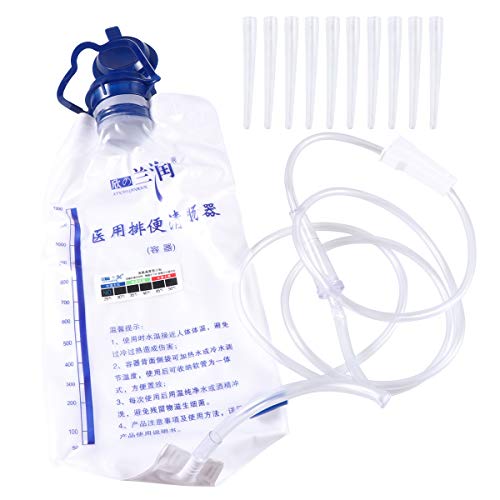 Kit Bolsa Enema Reutilizavel 1200ml com Mangueira de controle de fluxo e 10 valvulas de fluxo descar
