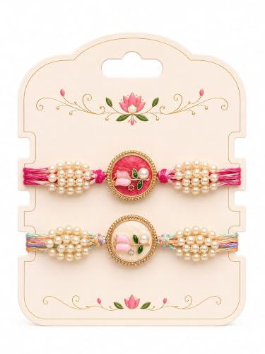 Image of Premium Designer Pastel Resin Pearl Floral Rakhi For Brother | Elegant Flower Rakhi Set Of 1 /2 /3 /4 /5 /6 Raksha Bandhan Gift Bhai Combo For Bhaiya Bhabhi & Sister Bracelet Brother Bhai Sister In Law Kids | Traditional & Festive Wrist Band
