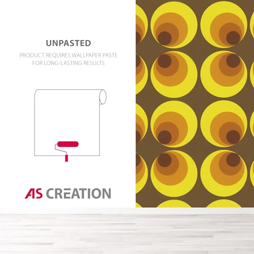 A.S. Création Retro Tapete 70er Jahre 701312 - Vliestapete mit Retro Design in orange, braun, gelb - Retrotapete auf 10,05m x 0,53m - Made in Germany