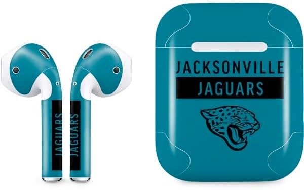 Vista 5 de Skinit Calcomanía de audio compatible con Apple AirPods, diseño oficial de los Jacksonville Jaguars de la NFL Verde azulado - JAKJAG02