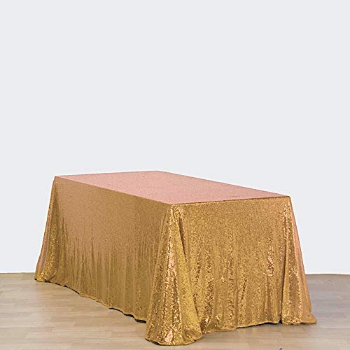 Balsacircle 90X156-Inch Gold Rectangle Tablecloth For Wedding Party Cake Dessert Events Table Linens #TOP1
