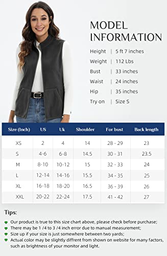 Xeoxarel Women's Soft Polar Fleece Vest, Lightweight Sleeveless Classic Fit Outerwear Zip-Up Pockets Casual Charcoal Grey M #TOP4