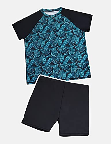 Inno Women's Plus Size 2 Piece Rash Guard Swimsuits Short Sleeve with Boyshorts UPF 50+ Surfing Swimwear 1X 2X 3X 4X 5X 6X3