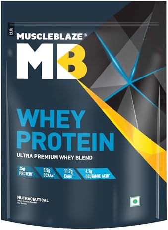 MuscleBlaze 100% Whey Protein Blend, Rich Milk Chocolate, 1kg (2.2lb)