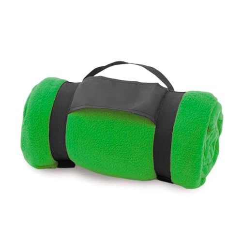 FUN FAN LINE - Morbida coperta in pile polare, tocco di velluto, tecnologia anti-pilling e maniglia di trasporto con chiusura in velcro. 130 x 160 cm. (Verde)