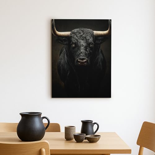 Taureau noir toile artistique pour espace de méditation - 2