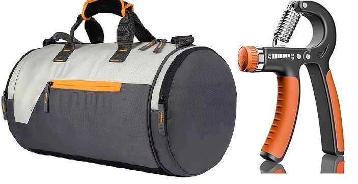 Leosportz Duffel Shoulder Gym Bag - Easy to Carry Gym Bag 30 LTR | Premium Sports Gym Bag | Adjustable Shoulder Bag for Men Women (Medium, Gym Bag with Hand Grip, Orange)
