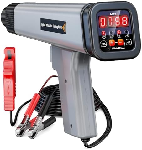 KZYEE KT60 Digital Timing Light with RPM & Advance Angle, 12V Inductive Ignition Timing Light for 2&4-Stroke Gasoline Engines in Classic Cars, Motorcycles, Marine & Small Engines