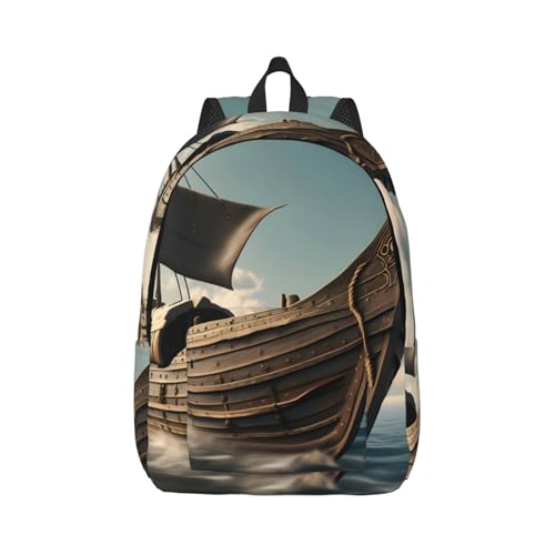 Sac à dos extérieur avec grand compartiment et motif drakkar viking pour la marche