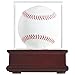 DisplayGifts Baseball Display Case Wooden Lacrosse Ball Stand - 98% UV High Protection All-Sides Closure Cube for a Home Run or Autographed Ball Cherry Finish Bottom