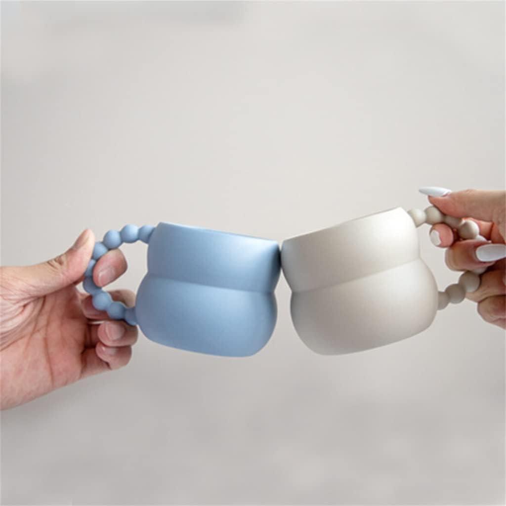 Ceramic Mug Cute Coffee Cup Nordic Home Decor Handmade Art Milk Tea Drinkware Personalized Couple Gifts(Blue)
