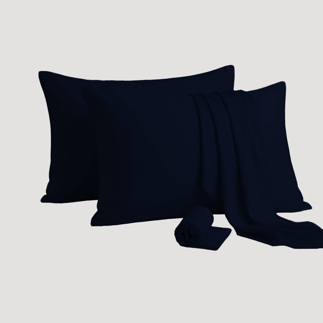 Ziya Homes Blue Pillow Cases 2 Pack - Housewife Pillowcases - 200Tc Soft Brushed Microfiber Pillow Covers With Envelope Closure (50 X 75 Cm)