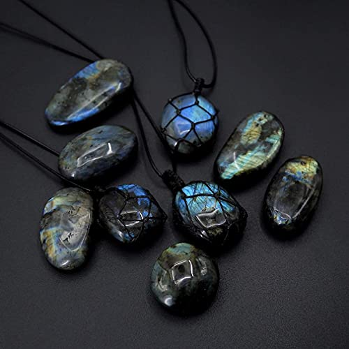 Tqyzkh Healing Stones Necklace, Dragons Heart Labradorite Healing Crystal Necklace For Women Men Macrame Energy Natural Gemstone Necklace Pendant Wrap Braid Jewelry Stone Gift #TOP5