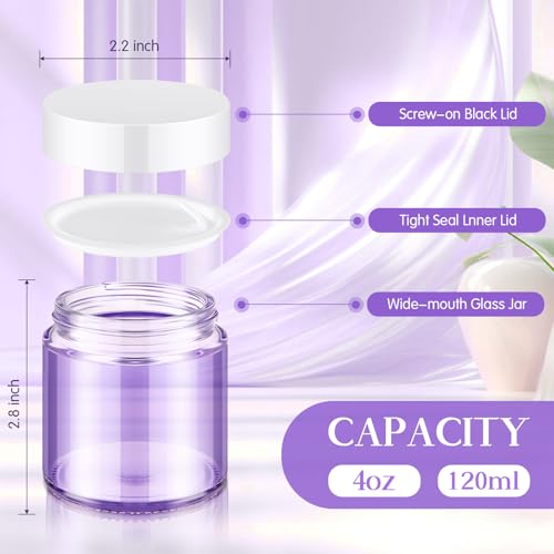 Image of Norme 48 Pcs 4 oz Glass Jars with Lids Cosmetic Jars, Light Purple