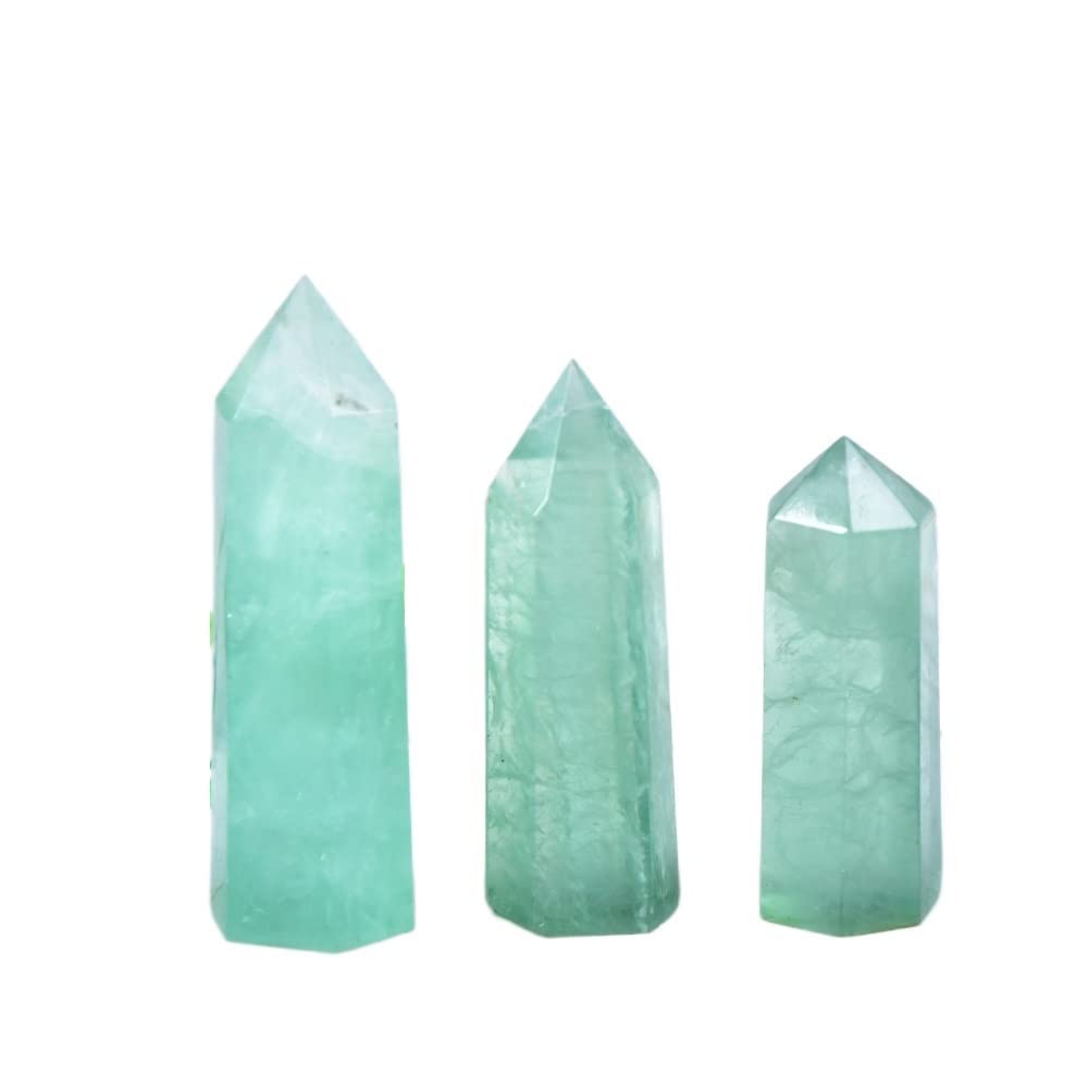KJEBVHIRS 1PC Green Fluorite Crystal Point Hexagonal Column Ornament Magic Repair Wand Home Decoration Ornaments (Size : 70-80mm)