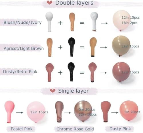 Image of Dusty Pink Balloon Arch, Double Stuffed Blush Nude Brown Balloons Pink Beige Rose Gold Balloon Garland Kit for Boho Neutral Birthday Baby Shower Wedding Bridal Shower Baby in Bloom Party Decor