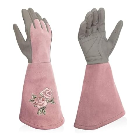 Intra-FIT Rose Pruning Gloves Thorn Proof, Embroidery Leather Gardening Gloves with Extra Long Forearm Protection Cover