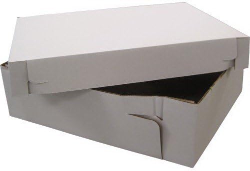 2PC18187, 18x18x7 pulgadas Cajas de cartón corrugado de 2 piezas, para tartas de papel desechables para pasteles, caja de panadería blanca al por