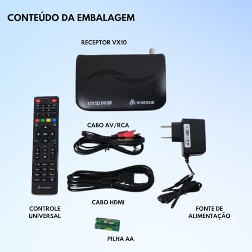 Genérico Kit de Receptores VX10 Sat HD Parabólica Digital Banda Ku Preto