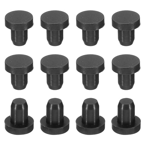 Image of sourcing map Silicone Rubber Solid Plug Soft Flexible Stoppers for 4-4.5mm Hole Black 12 Pieces
