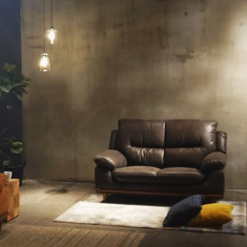 Amazon｜ファブリック レザー調 ソファー 2S ブラック 座面高38[脚8