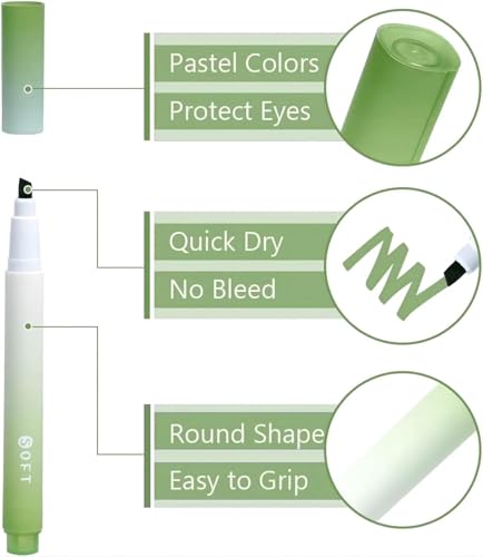Image of 12Pcs Aesthetic Cute Highlighters, Bible Pastel markers and Pens, No-Bleed School Supplies and Office Journal DIY Home || Two Side Highlighters Pen | Pack Of 12 |