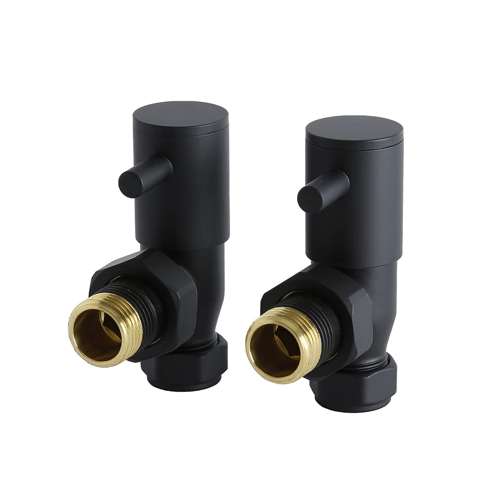 Milano Black Angled Heated Towel Rail Radiator Valves