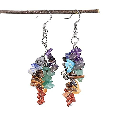 GEMTUB Natural Handcrafted 7 Chakra Stone Chips Earring for Reiki Healing for Men & Women. (B096G976SS) Amazon Price History, Amazon Price Tracker