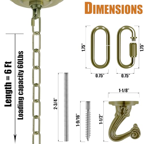 Image of 6 Ft Heavy Duty Hanging Chain Kit for Lighting Fixture (Bronze) | for Lighting Fixture, Chandelier, Pendant, Lantern, Swag Lamp, Plant /Flower Basket, Bird Feeder