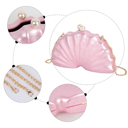 Image of Women Seashell Evening Bag Purse Mermaid Chain Strap Clutch Handbag Shoulder Bag | Seashell