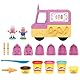 Play-Doh Peppas Eiswagen Bastel-Set, 3 x56g Dosen und 2 x 28 g Dosen Modelliermasse, Peppa und Schorsch Figuren und viele Accessoires und Formen, kreatives für Kinder ab 3 Jahren